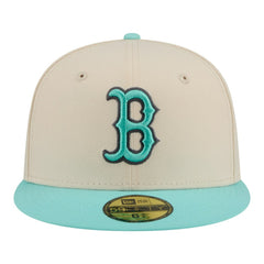 Boston Red Sox New Era Two-Tone Color Pack 59FIFTY Fitted Hat - Light Beige/Turquoise Hats