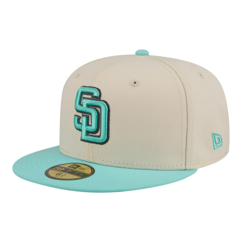 San Diego Padres New Era Two-Tone Color Pack 59FIFTY Fitted Hat - Light Beige/Turquoise Hats