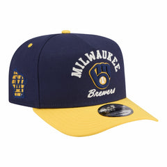 Milwaukee Brewers New Era Arched A-Frame 9FIFTY Adjustable Hat - Navy/Gold Hats
