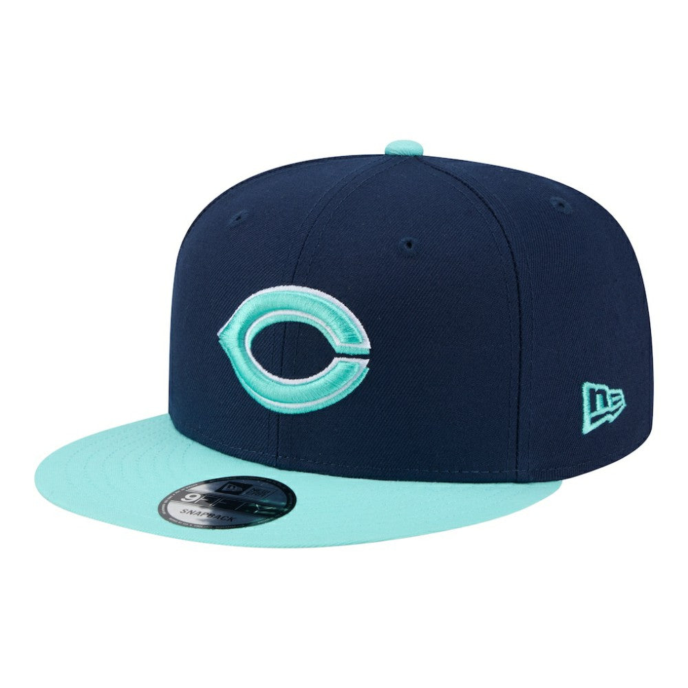 Cincinnati Reds New Era 2-Tone Color Pack 9FIFTY Snapback Hat - Navy/Turquoise Hats