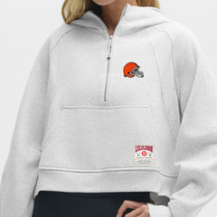 Cleveland Browns lululemon Women's Scuba Oversized Half-Zip Hoodie - Heathered Core Ultra Light Grey Hoodies