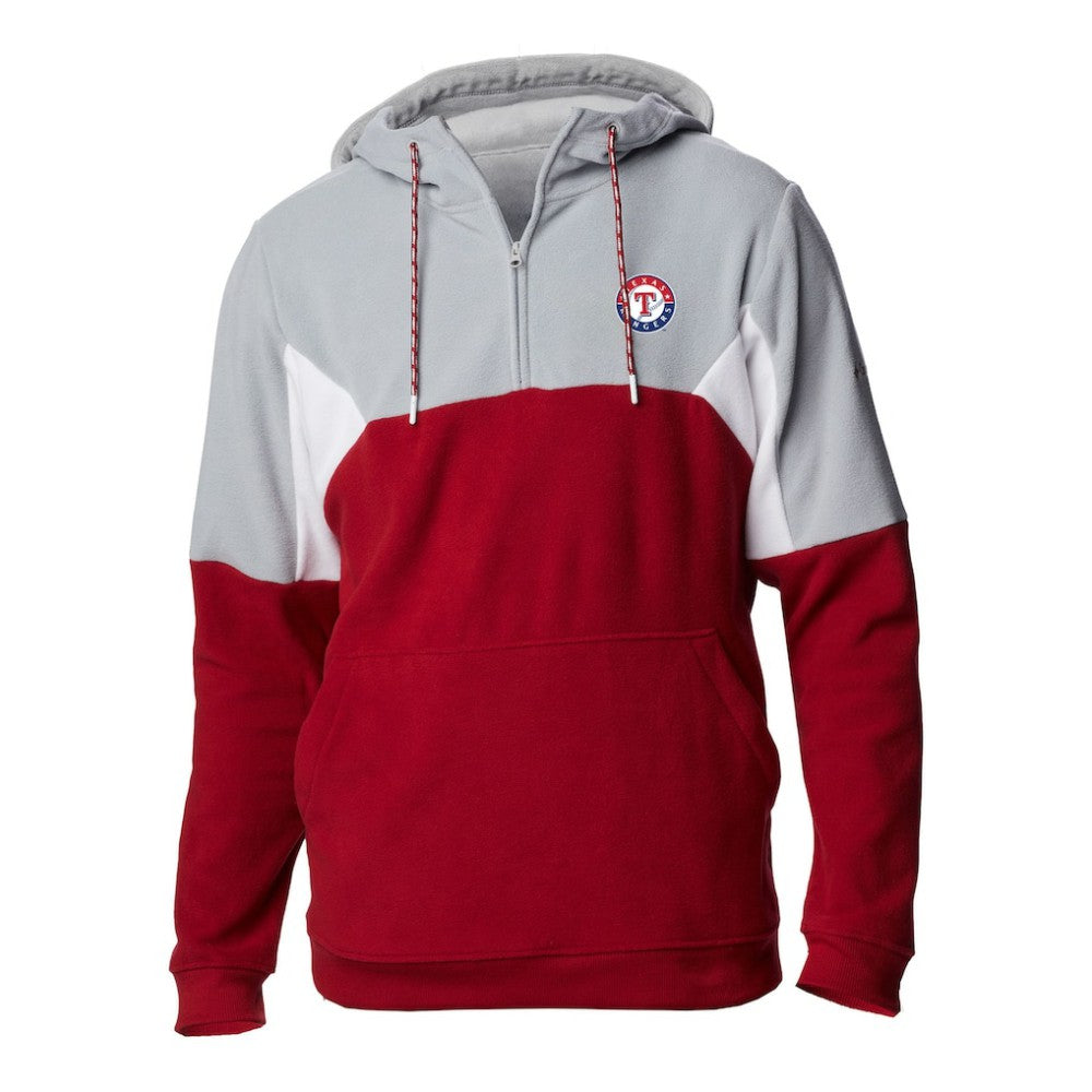 Texas Rangers Columbia Men's Lodge Fleece Quarter-Zip Hoodie - Red Hoodies