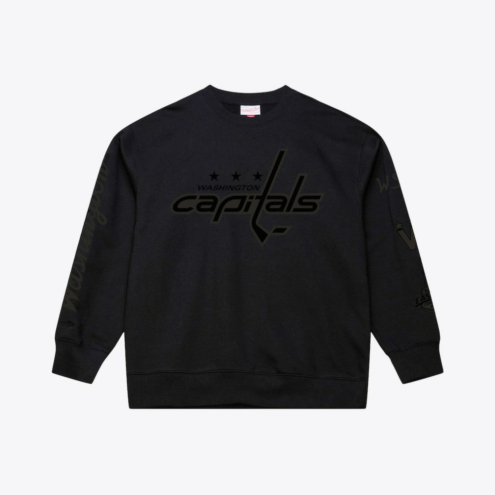 Washington Capitals Mitchell & Ness Phantom Fleece Crew Neck Sweatshirt - Black | US 203279092