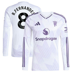 Bruno Fernandes Manchester United 2025/26 Away Replica Long Sleeve Player Jersey White - Adidas on sale