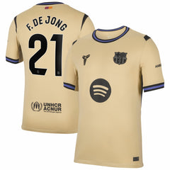 Frenkie de Jong Barcelona 2025/26 Away Stadium Replica Jersey Gold - Nike online