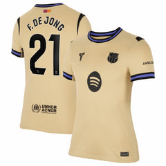 Frenkie de Jong Barcelona Women's 2025/26 Away Stadium Replica Jersey Gold - Nike cheap