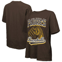 San Diego Padres Majestic Threads Women's Oversized First Base T-Shirt - Brown T-shirts
