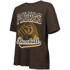 San Diego Padres Majestic Threads Women's Oversized First Base T-Shirt - Brown T-shirts