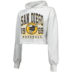 San Diego Padres Majestic Threads Women's Cropped Have A Field Day Tri-Blend Hoodie - White Hoodies