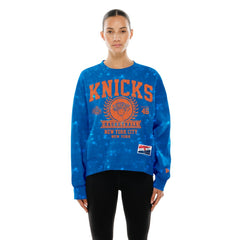 New York Knicks Women's Throwback Collection Mineral Wash Crewneck Sweatshirt Blue - New Era
