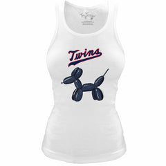 Minnesota Twins Tiny Turnip Women's Fitted Balloon Dog Tri-Blend Tank Top - White Tanks
