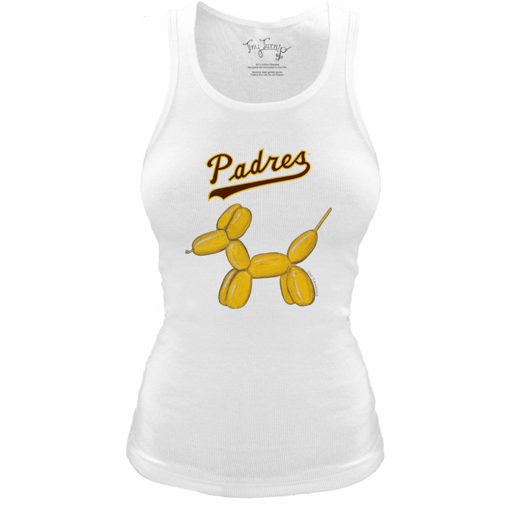 San Diego Padres Tiny Turnip Women's Fitted Balloon Dog Tri-Blend Tank Top - White Tanks