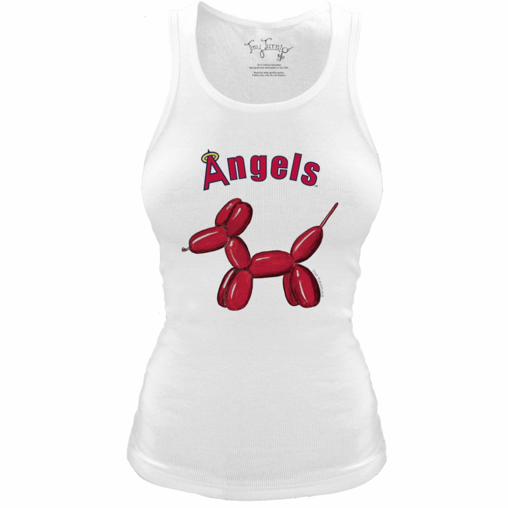 Los Angeles Angels Tiny Turnip Women's Fitted Balloon Dog Tri-Blend Tank Top - White Tanks