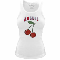 Los Angeles Angels Tiny Turnip Women's Fitted Cherries Tri-Blend Tank Top - White Tanks