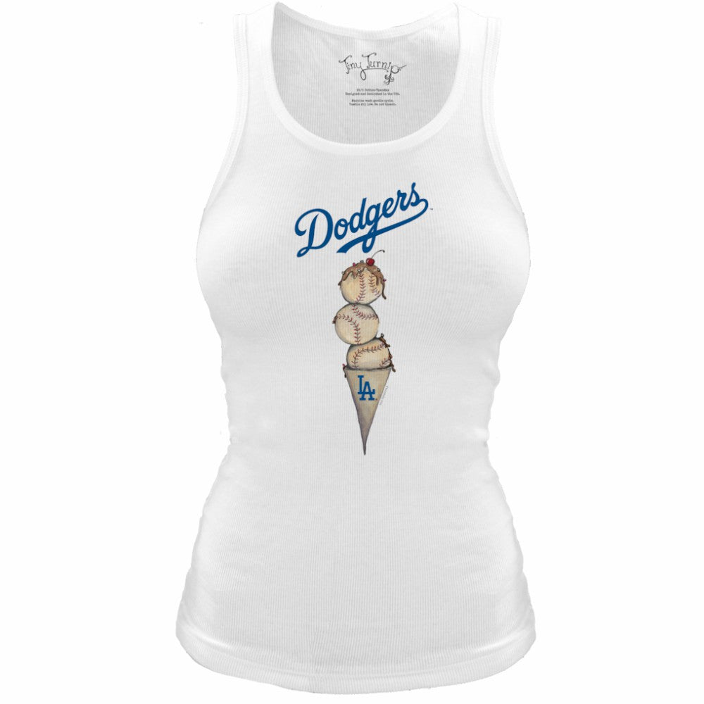 Los Angeles Dodgers Tiny Turnip Women's Fitted Triple Scoop Tri-Blend Tank Top - White Tanks