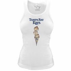 Tampa Bay Rays Tiny Turnip Women's Fitted Triple Scoop Tri-Blend Tank Top - White Tanks