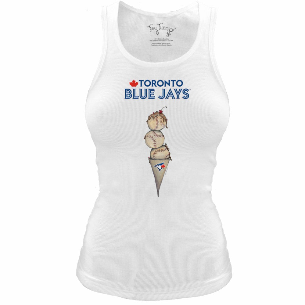 Toronto Blue Jays Tiny Turnip Women's Fitted Triple Scoop Tri-Blend Tank Top - White Tanks