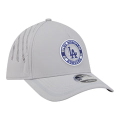 Los Angeles Dodgers New Era Patch 39THIRTY A-Frame M-Crown Perforated Flex Hat - Gray Hats