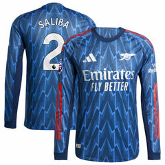 William Saliba Arsenal 2025/26 Away Long Sleeve Player Jersey Blue - Adidas on sale