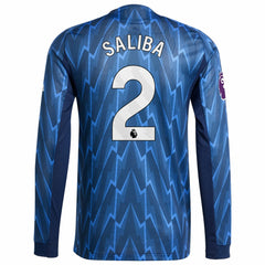 William Saliba Arsenal 2025/26 Away Long Sleeve Player Jersey Blue - Adidas on sale
