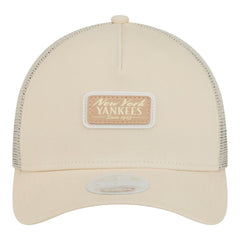 New York Yankees New Era Women's Tonal Patch 9FORTY M-Crown A-Frame Trucker Adjustable Hat - Light Beige Hats