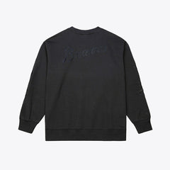 Atlanta Braves Mitchell & Ness Phantom Fleece Crewneck Sweatshirt - Black Sweatshirts