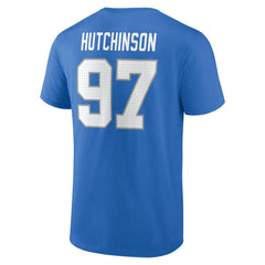 Aidan Hutchinson Detroit Lions Icon Name & Number T-Shirt - Blue T-shirts