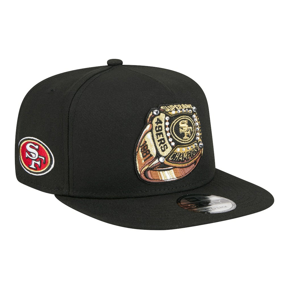 San Francisco 49ers New Era Super Bowl Ring 9FIFTY A-Frame Adjustable Hat - Black Hats