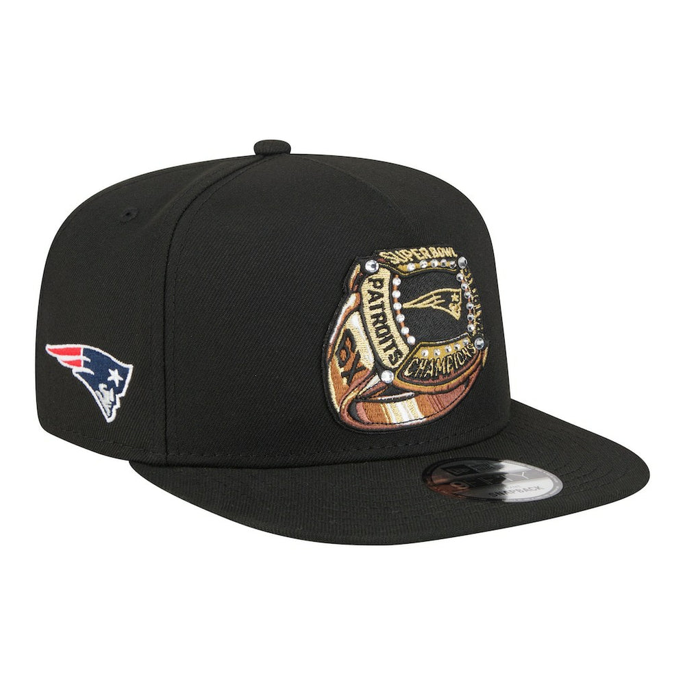 New England Patriots New Era Super Bowl Ring 9FIFTY A-Frame Adjustable Hat - Black Hats
