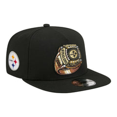 Pittsburgh Steelers New Era Super Bowl Ring 9FIFTY A-Frame Adjustable Hat - Black Hats