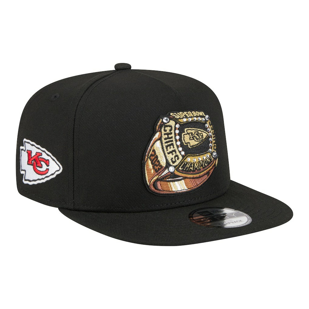 Kansas City Chiefs New Era Super Bowl Ring 9FIFTY A-Frame Adjustable Hat - Black Hats