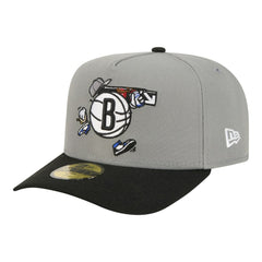 Brooklyn Nets Injection Cartoon Logo A-Frame 59FIFTY Fitted Hat Gray - New Era outlet