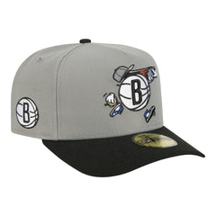 Brooklyn Nets Injection Cartoon Logo A-Frame 59FIFTY Fitted Hat Gray - New Era outlet