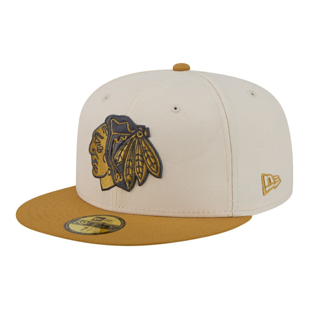 Chicago Blackhawks New Era Colorpack Two-Tone 59FIFTY Fitted Hat - Cream/Tan | US 203294177