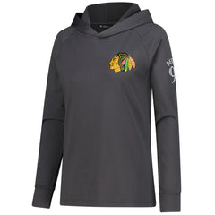 Connor Bedard Chicago Blackhawks Levelwear Women's Impression Name & Number Raglan Hoodie - Charcoal | US 203294810