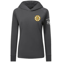 David Pastrnak Boston Bruins Levelwear Women's Impression Name & Number Raglan Hoodie - Charcoal | US 203294813