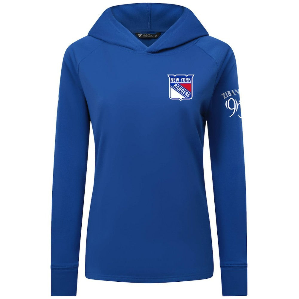 Mika Zibanejad New York Rangers Levelwear Women's Impression Name & Number Raglan Hoodie - Blue | US 203294814