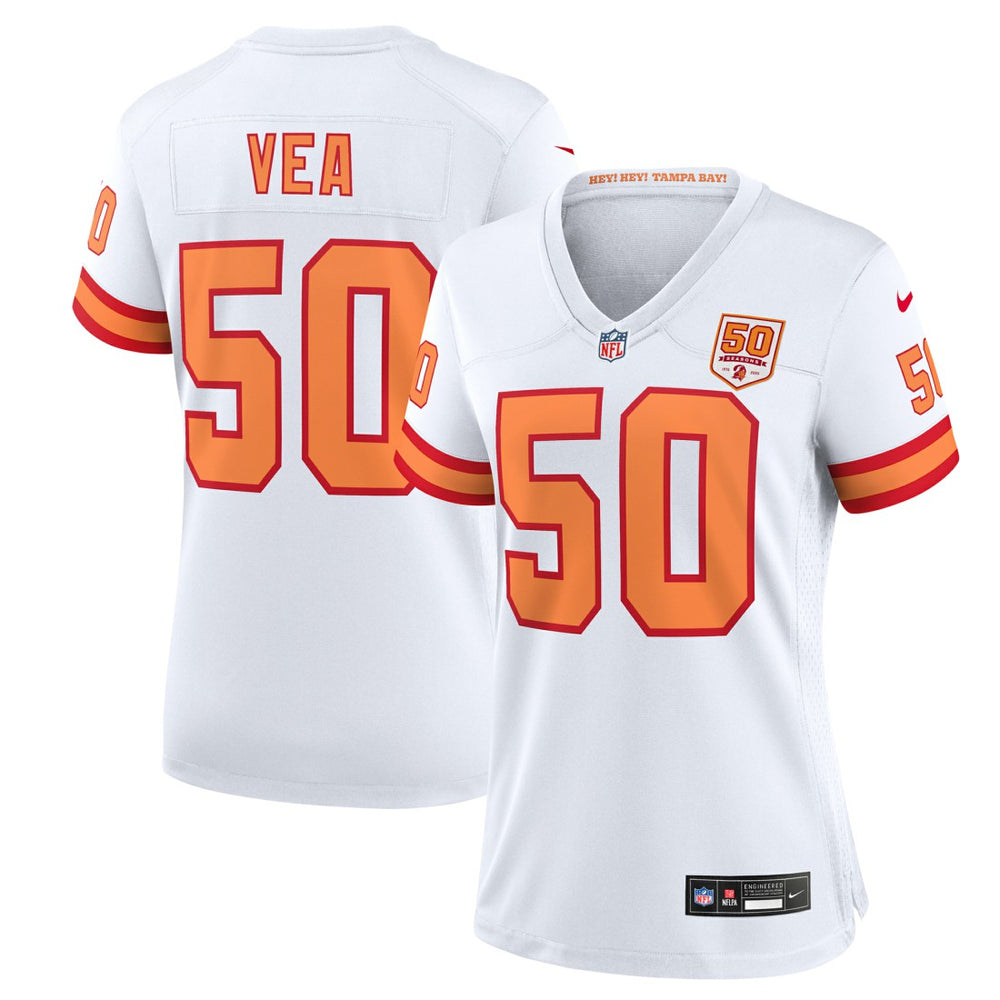 Vita Vea '76 Tampa Bay Buccaneers Women's 50th Season Game Jersey - White Jerseys