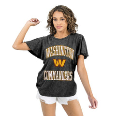 Washington Commanders Gameday Couture Women's Relaxed Flutter Sleeve T-Shirt - Black T-shirts
