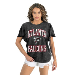 Atlanta Falcons Gameday Couture Women's Relaxed Flutter Sleeve T-Shirt - Black T-shirts