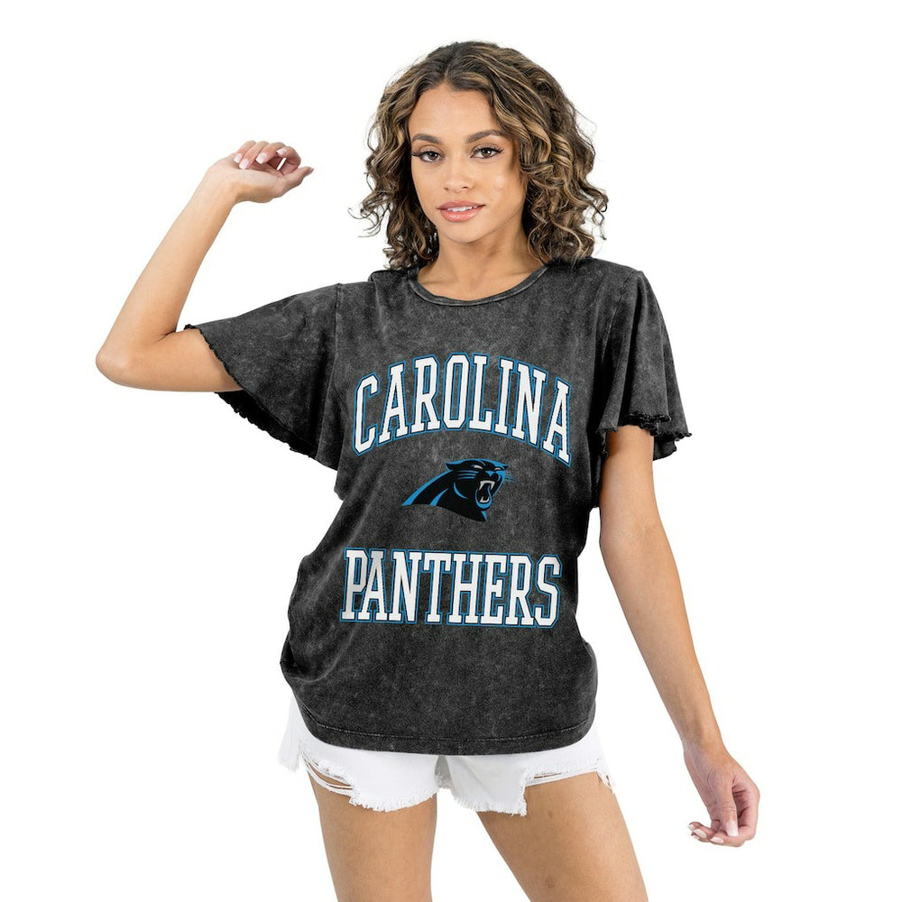 Carolina Panthers Gameday Couture Women's Relaxed Flutter Sleeve T-Shirt - Black T-shirts