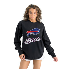 Buffalo Bills Gameday Couture Women's Oversized Long Sleeve T-Shirt - Black T-shirts