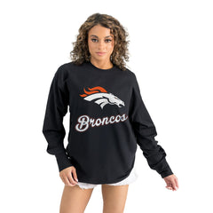 Denver Broncos Gameday Couture Women's Oversized Long Sleeve T-Shirt - Black T-shirts