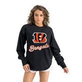 Cincinnati Bengals Gameday Couture Women's Oversized Long Sleeve T-Shirt - Black T-shirts