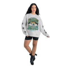 Jacksonville Jaguars Gameday Couture Women's Resilience Relaxed Rhinestone Pullover Sweatshirt - Ash Pullover