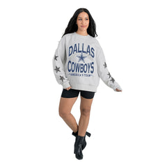 Dallas Cowboys Gameday Couture Women's Resilience Relaxed Rhinestone Pullover Sweatshirt - Ash Pullover