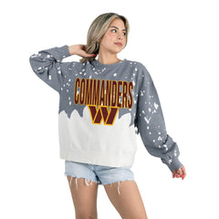 Washington Commanders Gameday Couture Women's Oversized Faded Wash Tri-Blend Pullover Sweatshirt - Gray Pullover