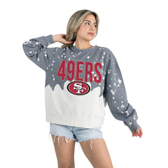 San Francisco 49ers Gameday Couture Women's Oversized Faded Wash Tri-Blend Pullover Sweatshirt - Gray Pullover