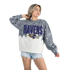 Baltimore Ravens Gameday Couture Women's Oversized Faded Wash Tri-Blend Pullover Sweatshirt - Gray Pullover