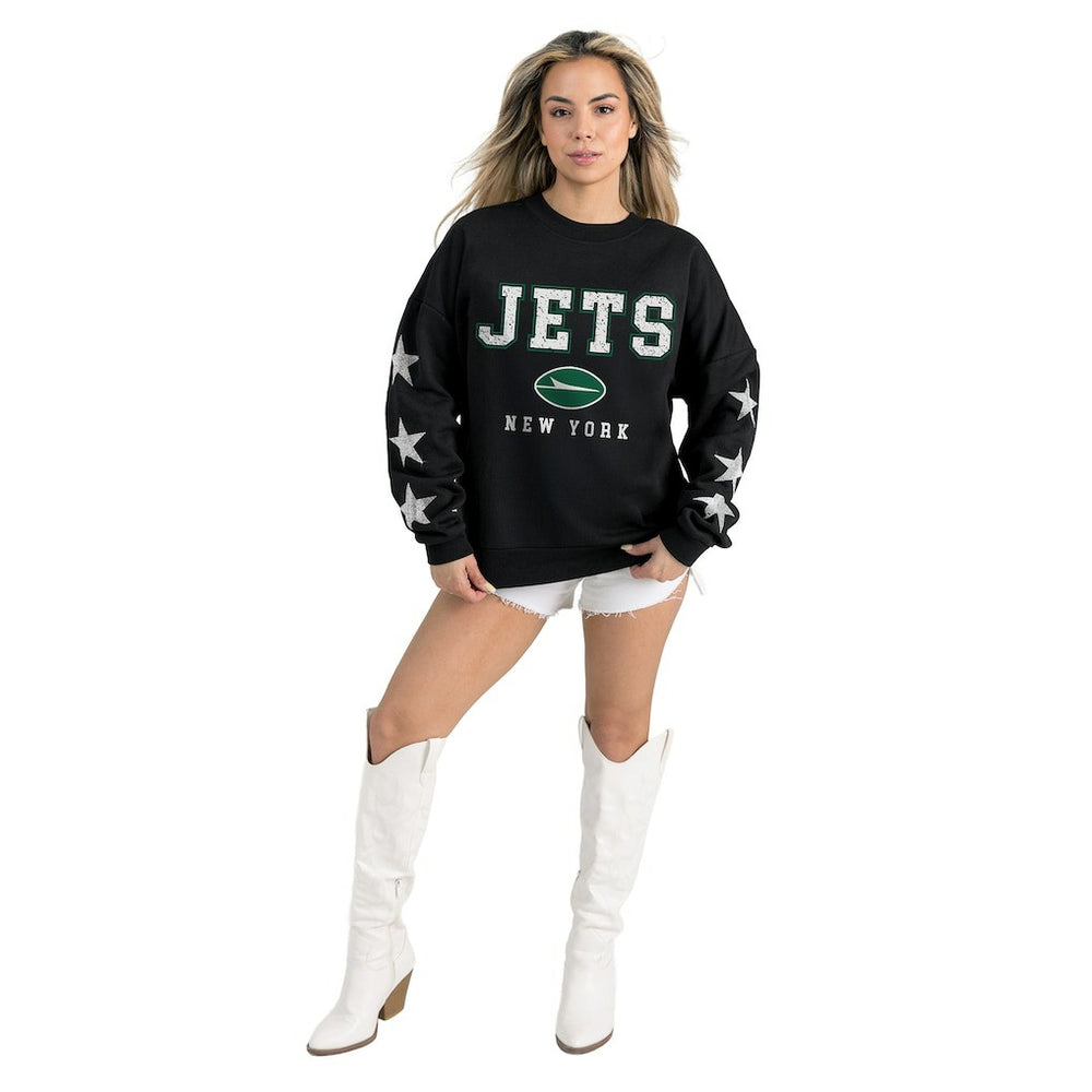 New York Jets Gameday Couture Women's Velocity Relaxed Rhinestone Pullover Sweatshirt - Black Pullover